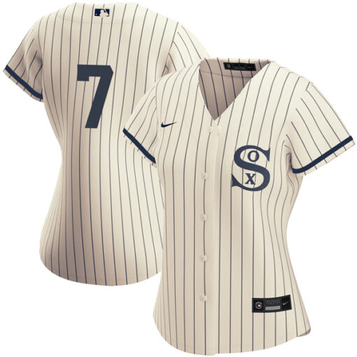 Women's Chicago White Sox #7 Tim Anderson 2021 Cream/Navy Name&Number Field of Dreams Cool Base Stitched Jersey(Run Small)